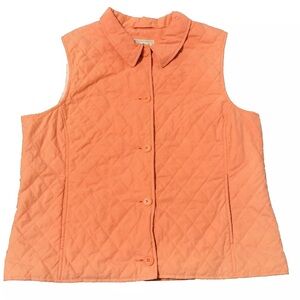 LL Bean Riding Quilted Vest Womens Large Amber Plaid Thermore Thermal Insulation